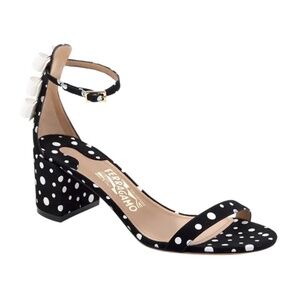 Salvatore Ferragamo, Connie Sandal suede, polka dot, size 8.